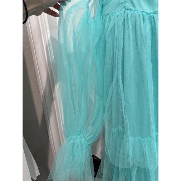 MSRP $152 Faeiesty Off Thr Shoulder Flounce  Sheer Sleeves Gown M 5X QUICK SHIP - Picture 5 of 10